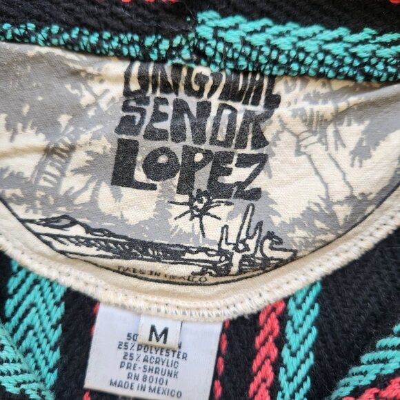 Original Senor Lopez Striped Baja Hoodie Pullover Jacket Boho Summer Beach M - Picture 5 of 10